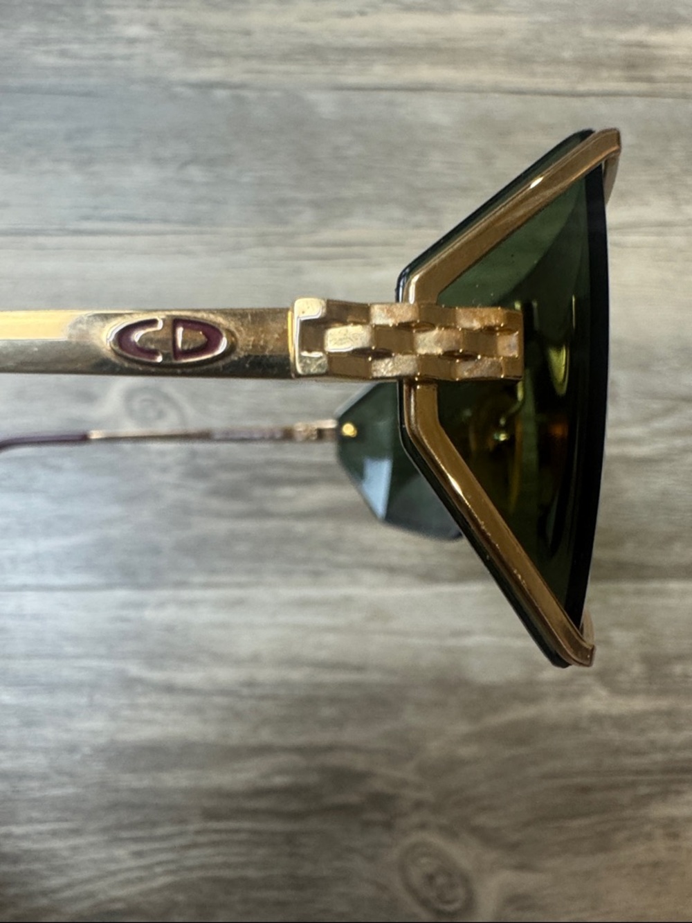 Christian Dior Monsieur 2392 Vintage Shield Sunglasses Green Gold - Picture 2 of 9